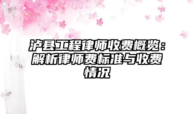 瀘縣工程律師收費概覽：解析律師費標準與收費情況