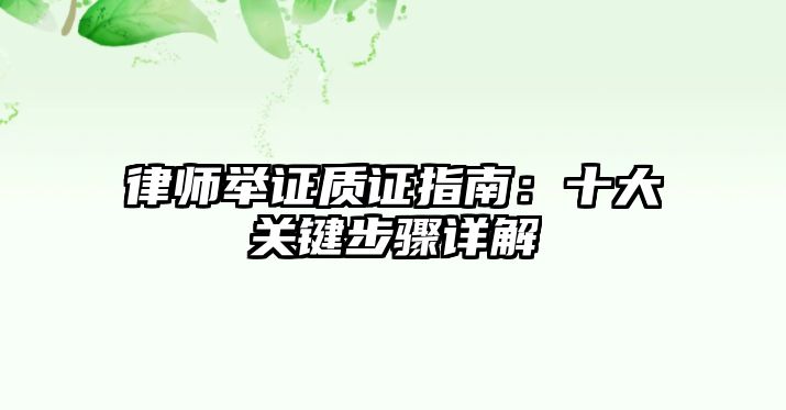 律師舉證質證指南：十大關鍵步驟詳解