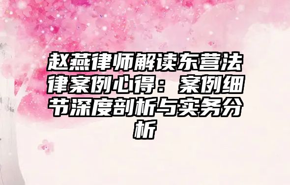 趙燕律師解讀東營法律案例心得：案例細節深度剖析與實務分析