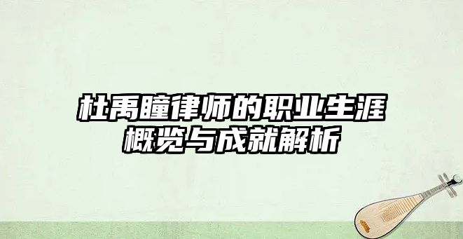 杜禹瞳律師的職業(yè)生涯概覽與成就解析