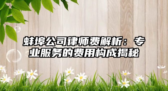 蚌埠公司律師費解析：專業(yè)服務的費用構成揭秘
