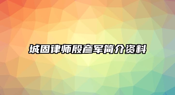 城固律師殷彥軍簡介資料