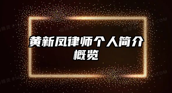 黃新鳳律師個人簡介概覽