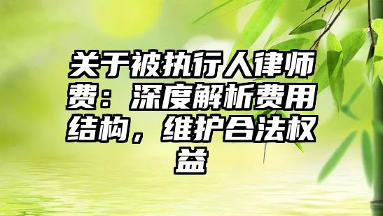 關于被執行人律師費：深度解析費用結構，維護合法權益