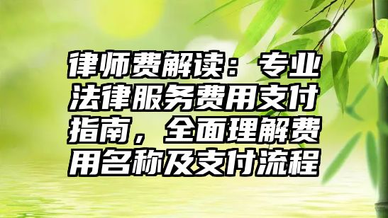 律師費解讀：專業法律服務費用支付指南，全面理解費用名稱及支付流程