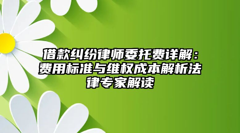 借款糾紛律師委托費詳解：費用標準與維權成本解析法律專家解讀
