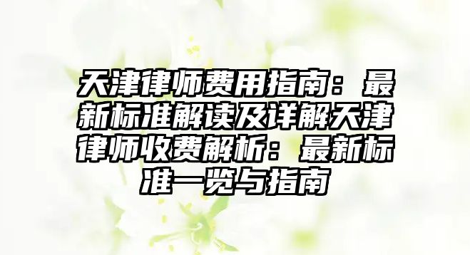 天津律師費(fèi)用指南：最新標(biāo)準(zhǔn)解讀及詳解天津律師收費(fèi)解析：最新標(biāo)準(zhǔn)一覽與指南