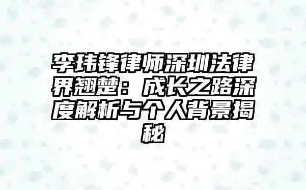 李瑋鋒律師深圳法律界翹楚：成長之路深度解析與個人背景揭秘