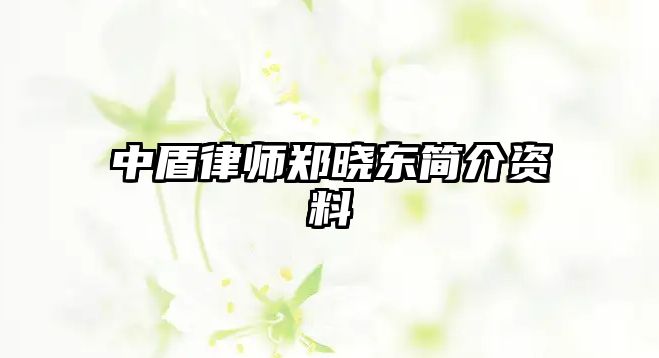 中盾律師鄭曉東簡(jiǎn)介資料