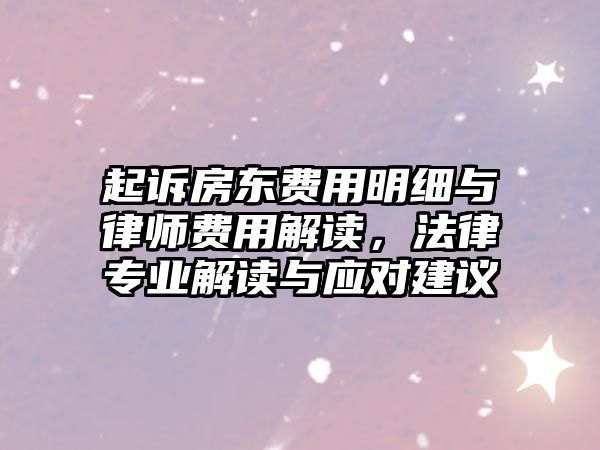 起訴房東費(fèi)用明細(xì)與律師費(fèi)用解讀，法律專業(yè)解讀與應(yīng)對(duì)建議