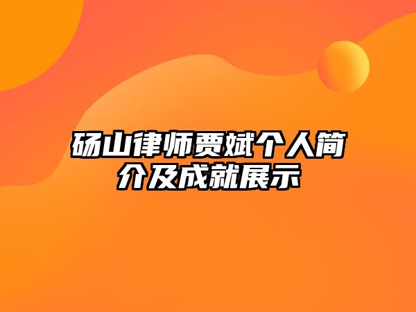 碭山律師賈斌個人簡介及成就展示