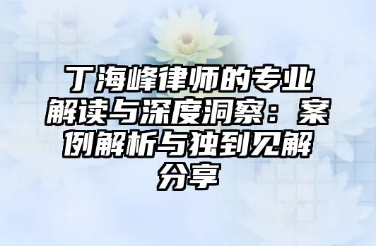 丁海峰律師的專業(yè)解讀與深度洞察：案例解析與獨(dú)到見解分享