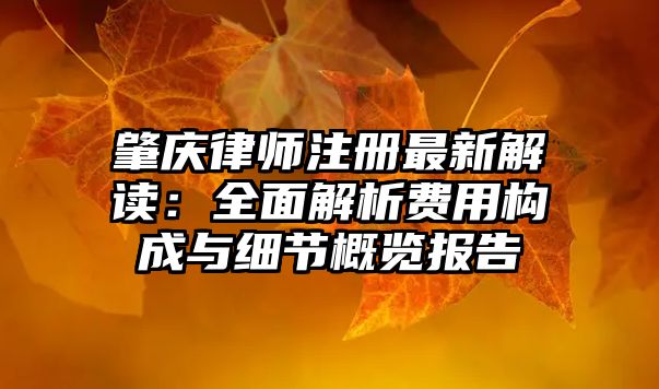 肇慶律師注冊最新解讀：全面解析費用構成與細節概覽報告