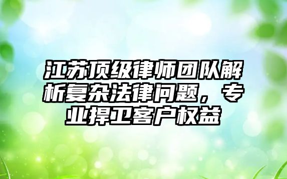 江蘇頂級律師團隊解析復雜法律問題，專業捍衛客戶權益