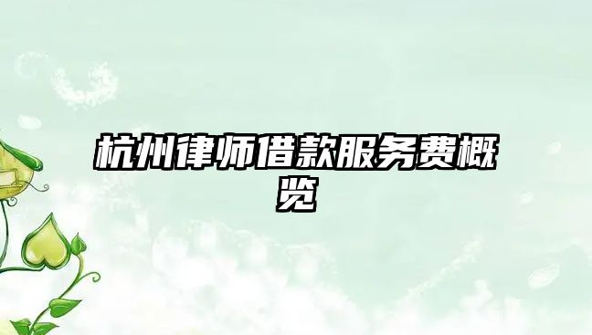 杭州律師借款服務(wù)費(fèi)概覽