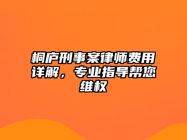 桐廬刑事案律師費用詳解，專業指導幫您維權