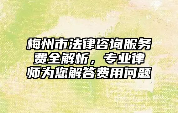 梅州市法律咨詢服務費全解析，專業律師為您解答費用問題