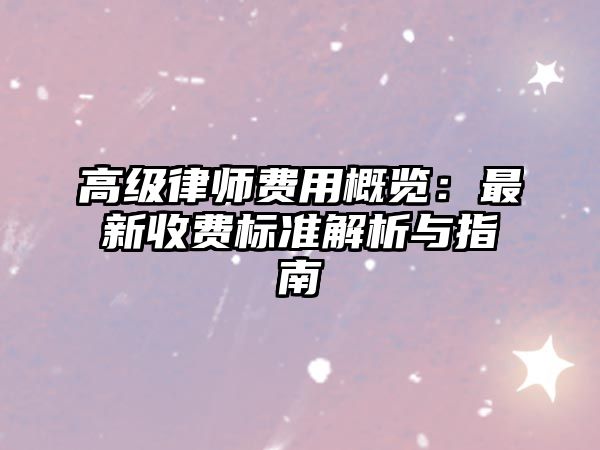 高級律師費用概覽：最新收費標準解析與指南