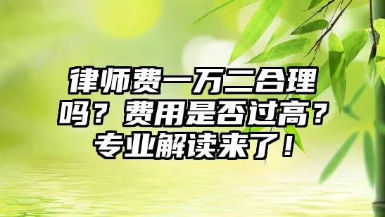 律師費一萬二合理嗎？費用是否過高？專業解讀來了！
