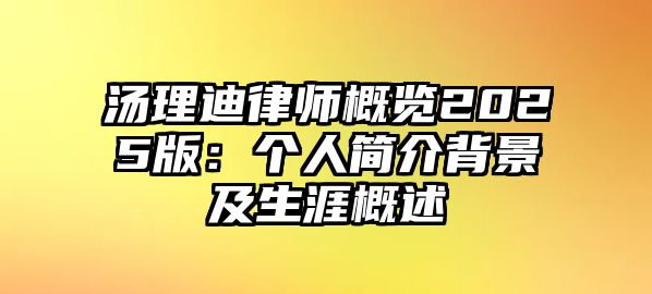 湯理迪律師概覽2025版：個人簡介背景及生涯概述