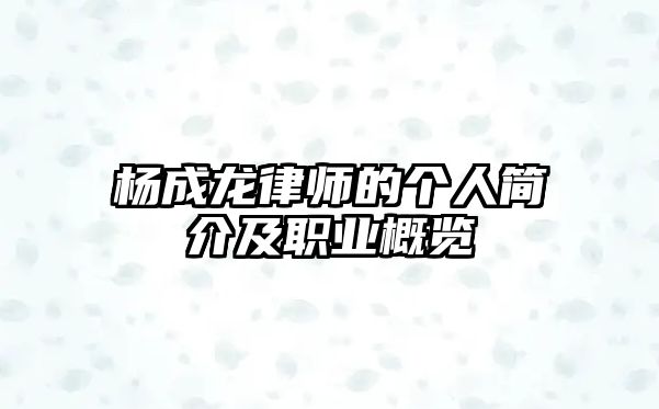 楊成龍律師的個(gè)人簡(jiǎn)介及職業(yè)概覽