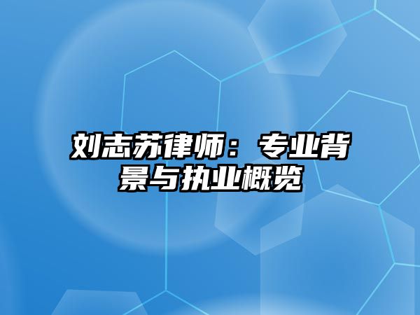 劉志蘇律師：專業背景與執業概覽