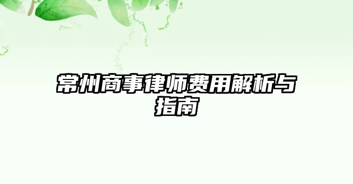 常州商事律師費用解析與指南