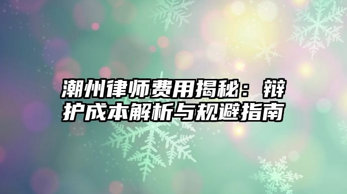 潮州律師費用揭秘：辯護成本解析與規避指南
