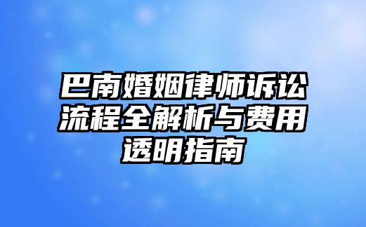 巴南婚姻律師訴訟流程全解析與費用透明指南