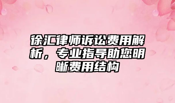 徐匯律師訴訟費用解析，專業(yè)指導(dǎo)助您明晰費用結(jié)構(gòu)