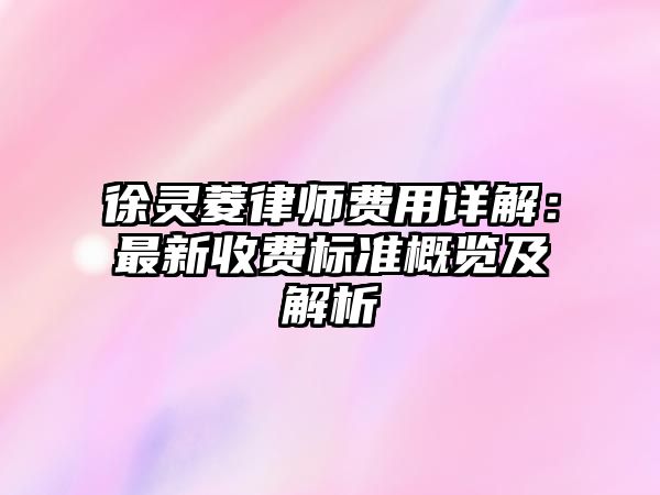 徐靈菱律師費用詳解：最新收費標準概覽及解析