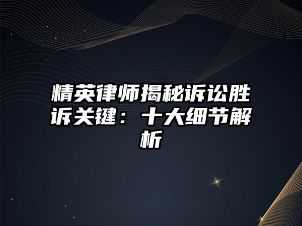精英律師揭秘訴訟勝訴關鍵：十大細節解析