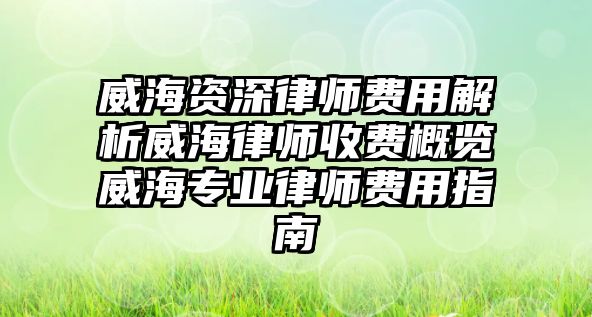 威海資深律師費用解析威海律師收費概覽威海專業律師費用指南