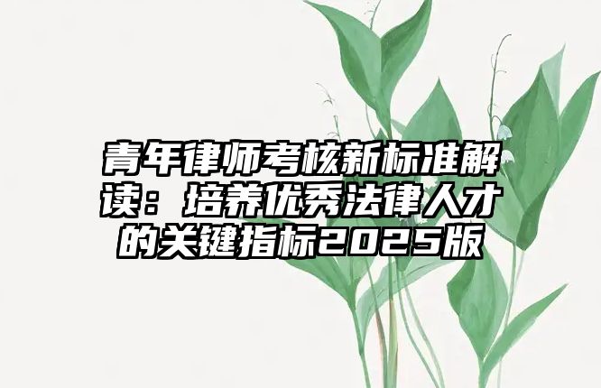 青年律師考核新標(biāo)準(zhǔn)解讀：培養(yǎng)優(yōu)秀法律人才的關(guān)鍵指標(biāo)2025版