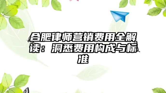合肥律師營銷費用全解讀：洞悉費用構成與標準