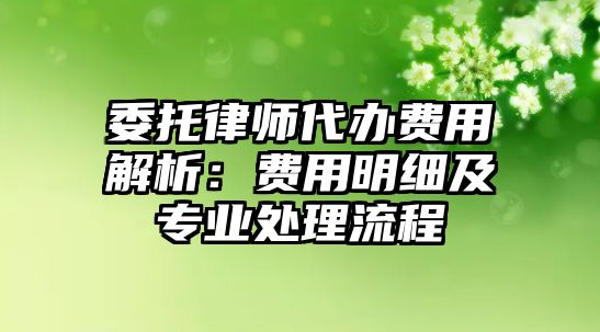 委托律師代辦費(fèi)用解析：費(fèi)用明細(xì)及專(zhuān)業(yè)處理流程