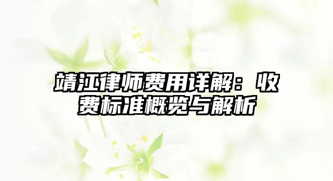 靖江律師費(fèi)用詳解：收費(fèi)標(biāo)準(zhǔn)概覽與解析