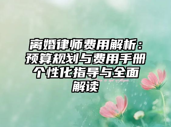 離婚律師費(fèi)用解析：預(yù)算規(guī)劃與費(fèi)用手冊(cè)個(gè)性化指導(dǎo)與全面解讀