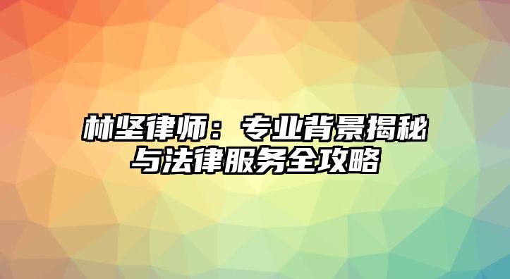 林堅律師：專業背景揭秘與法律服務全攻略