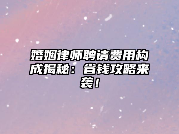 婚姻律師聘請費用構成揭秘：省錢攻略來襲！