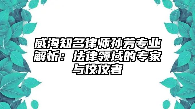 威海知名律師孫芳專業(yè)解析：法律領(lǐng)域的專家與佼佼者