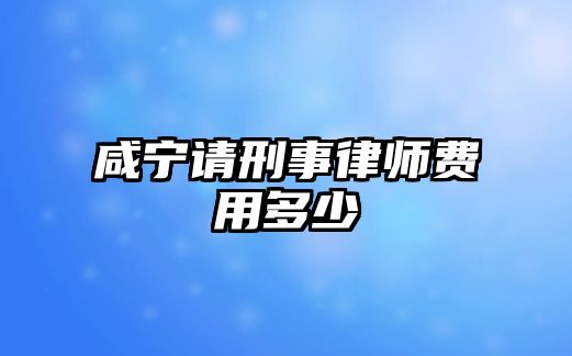 咸寧請刑事律師費用多少