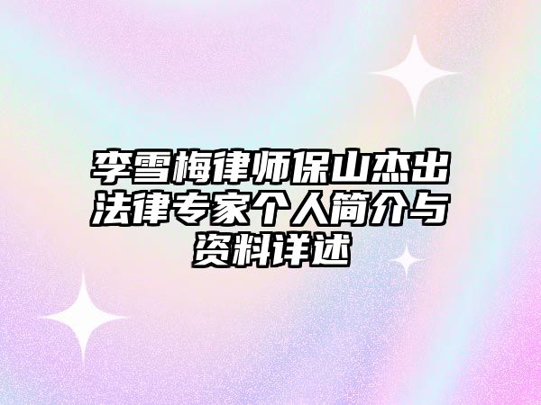 李雪梅律師保山杰出法律專家個人簡介與資料詳述