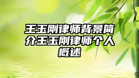 王玉剛律師背景簡介王玉剛律師個(gè)人概述