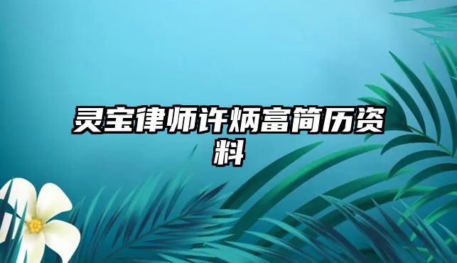 靈寶律師許炳富簡歷資料