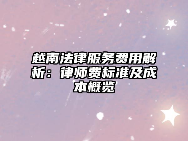 越南法律服務(wù)費(fèi)用解析：律師費(fèi)標(biāo)準(zhǔn)及成本概覽
