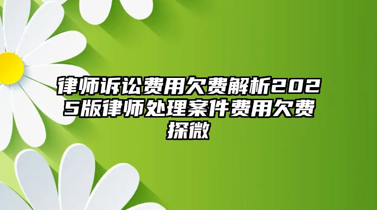 律師訴訟費用欠費解析2025版律師處理案件費用欠費探微