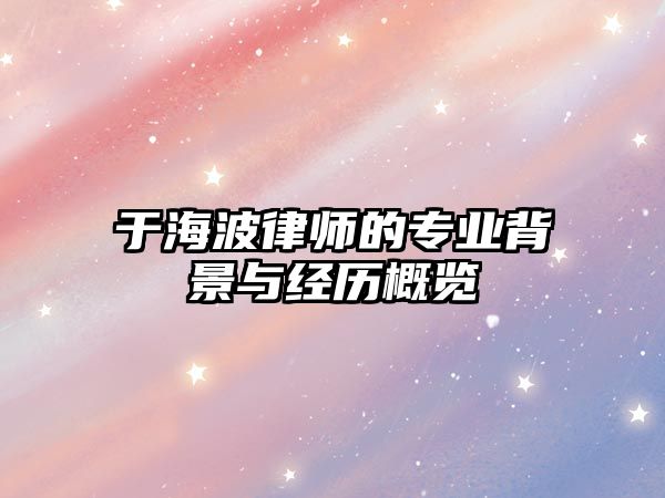 于海波律師的專業背景與經歷概覽