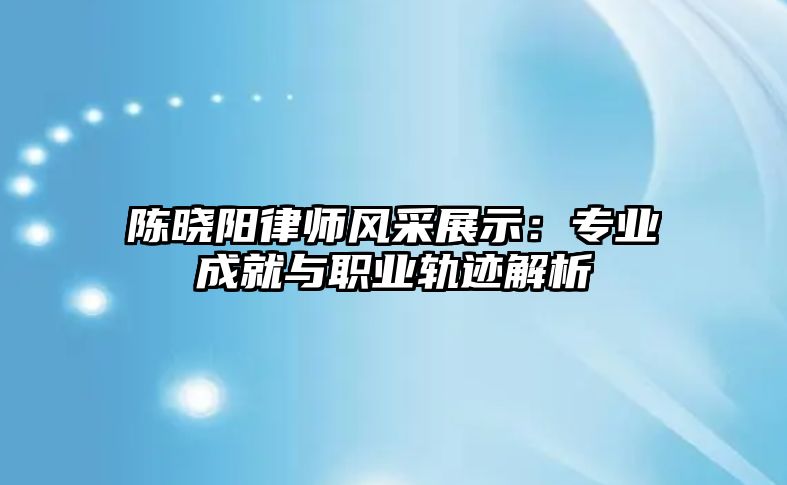 陳曉陽律師風采展示：專業成就與職業軌跡解析