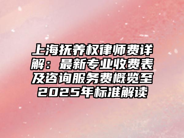 上海撫養權律師費詳解：最新專業收費表及咨詢服務費概覽至2025年標準解讀